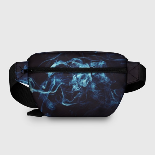 Поясная сумка 3D с принтом Неоновые пары дыма - Синий, вид сзади #1
