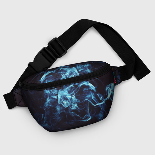 Поясная сумка 3D с принтом Неоновые пары дыма - Синий, фото #5