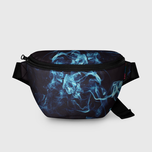 Поясная сумка 3D с принтом Неоновые пары дыма - Синий, вид спереди #2
