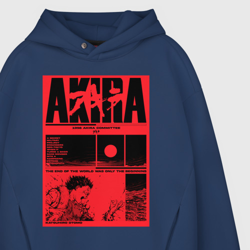 Мужское худи Oversize хлопок Акира/Akira - Tetsuo vs Kaneda, цвет темно-синий - фото 4