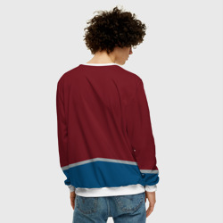 Свитшот с принтом Колорадо Эвеланш Форма для мужчины, вид на модели сзади №2. Цвет основы: белый