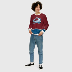 Свитшот с принтом Колорадо Эвеланш Форма для мужчины, вид на модели спереди №3. Цвет основы: белый