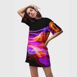 Платье-футболка 3D Abstract colorful waves - фото 2