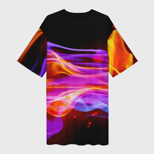 Платье-футболка 3D Abstract colorful waves, цвет 3D печать - фото 2