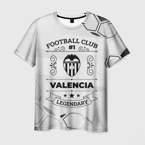 Мужская футболка с принтом Valencia Football Club Number 1 Legendary, вид спереди №1