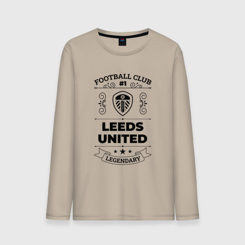 Мужской лонгслив хлопок с принтом Leeds United: Football Club Number 1 Legendary, вид спереди #2