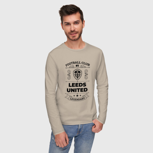 Мужской лонгслив хлопок с принтом Leeds United: Football Club Number 1 Legendary, фото на моделе #1