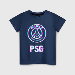 Детская футболка хлопок PSG FC в стиле Glitch