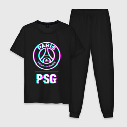 Мужская пижама хлопок PSG FC в стиле Glitch
