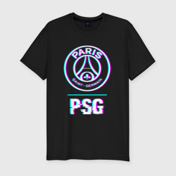 Мужская футболка хлопок Slim PSG FC в стиле Glitch
