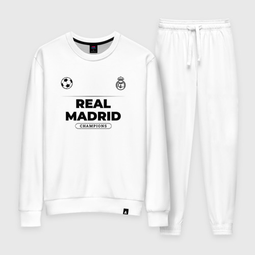 Женский костюм хлопок с принтом Real Madrid Униформа Чемпионов, вид спереди #2