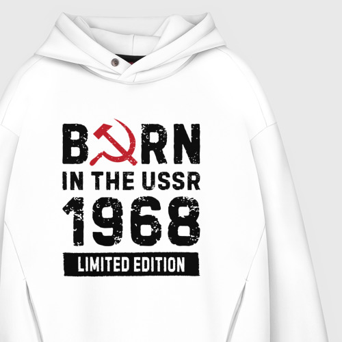 Мужское худи Oversize хлопок Born In The USSR 1968 Limited Edition, цвет белый - фото 4