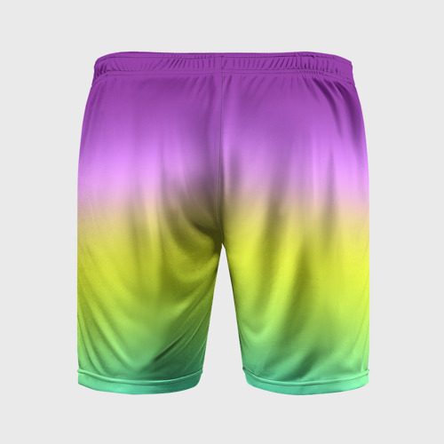 Мужские шорты спортивные Фиолетово-желтый градиент с бирюзой, цвет 3D печать - фото 2