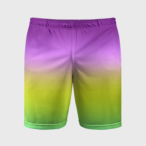 Мужские шорты спортивные Фиолетово-желтый градиент с бирюзой, цвет 3D печать