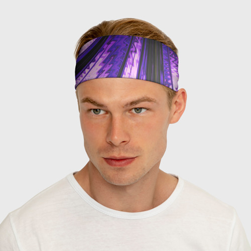 Повязка на голову 3D Неоновый фрактал черный с фиолетовым Абстракция - фото 5
