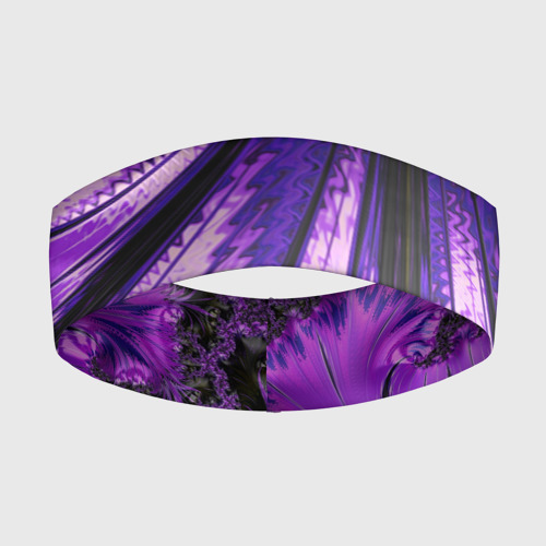 Повязка на голову 3D Неоновый фрактал черный с фиолетовым Абстракция