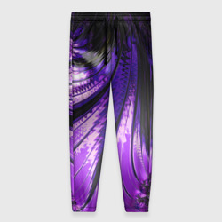 Женские брюки 3D Неоновый фрактал черный с фиолетовым Абстракция