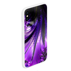 Чехол для iPhone XS Max матовый Неоновый фрактал черный с фиолетовым Абстракция - фото 2
