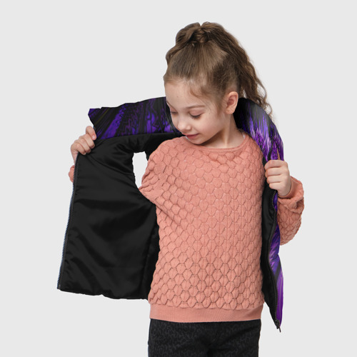 Детский жилет утепленный 3D Неоновый фрактал черный с фиолетовым Абстракция, цвет черный - фото 5
