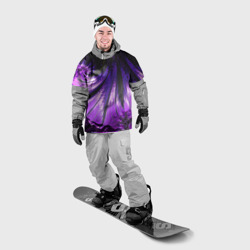 Накидка на куртку 3D Неоновый фрактал черный с фиолетовым Абстракция - фото 2