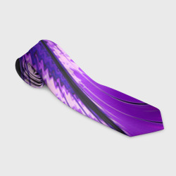 Галстук 3D Неоновый фрактал черный с фиолетовым Абстракция