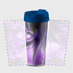 Термокружка-непроливайка Неоновый фрактал черный с фиолетовым Абстракция - фото 2