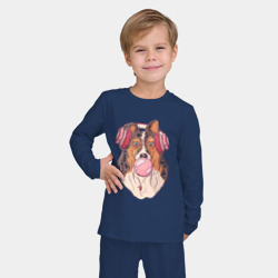 Детская пижама с лонгсливом хлопок Собачка надувает жвачный пузырь - фото 2