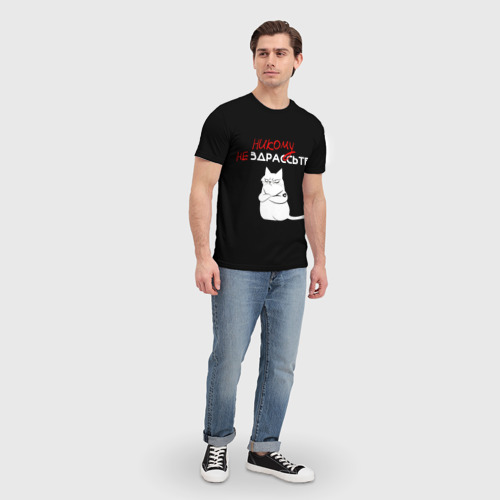 Мужская футболка 3D с принтом Неприветливый кот, вид сбоку #3