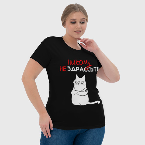 Женская футболка 3D Неприветливый кот, цвет 3D печать - фото 6