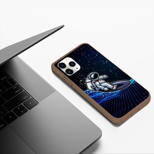 Чехол для iPhone 11 Pro Max матовый Космонавт на доске - серфинг, цвет коричневый - фото 5