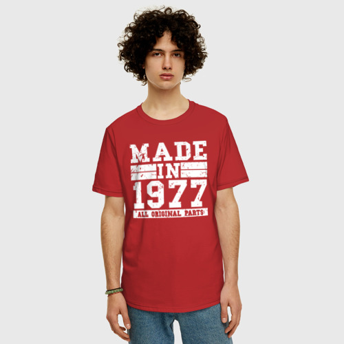 Мужская футболка хлопок Oversize Сделано в 1977 году, цвет красный - фото 3