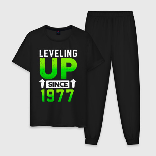 Мужская пижама хлопок Повышение уровня с 1977 года, цвет черный
