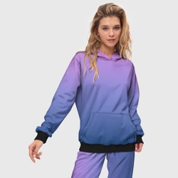 Женский костюм с толстовкой 3D Градиент розово-синий - фото 2