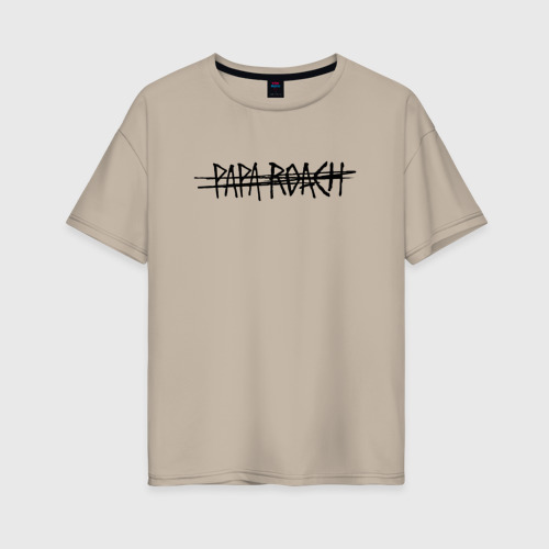 Женская футболка хлопок Oversize Papa Roach Логотип, цвет миндальный