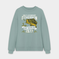Мужской свитшот oversize без начеса хлопок Только легендарные рыбаки рождаются в 1977
