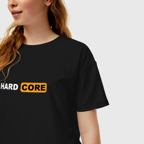 Женская футболка хлопок Oversize с принтом Hardcore Pornhub, фото на моделе #1