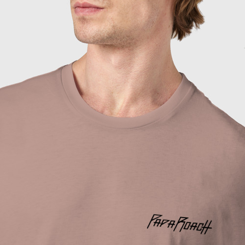 Мужская футболка хлопок Papa roach | Папа роач | Лого, цвет пыльно-розовый - фото 6