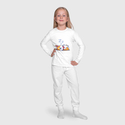 Пижама с принтом Сонный пёсик для ребенка, вид на модели спереди №4. Цвет основы: белый