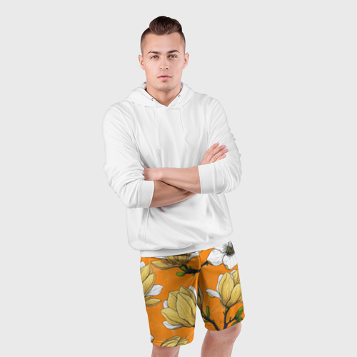 Мужские шорты спортивные Удивительные летние тропические цветы с нераскрывшимися бутонами, цвет 3D печать - фото 5