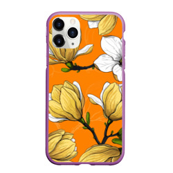 Чехол для iPhone 11 Pro Max матовый Удивительные летние тропические цветы с нераскрывшимися бутонами