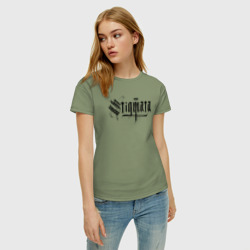 Женская футболка хлопок Stigmata логотип - фото 2