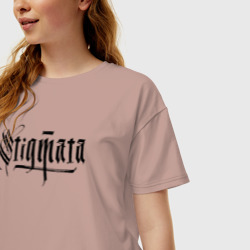 Женская футболка хлопок Oversize Stigmata логотип - фото 2