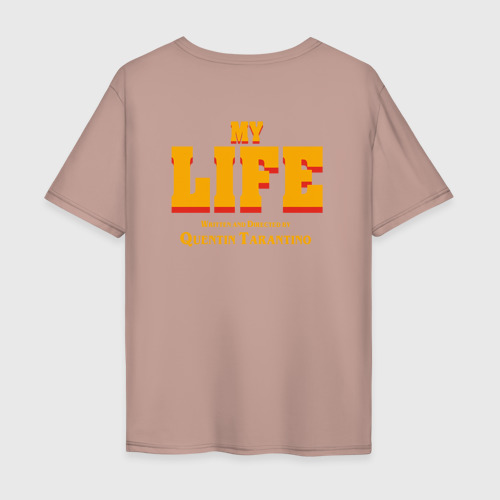 Мужская футболка хлопок Oversize моя жизнь спродюсирована Тарантино, цвет пыльно-розовый - фото 2