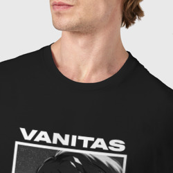 Футболка с принтом Vanitas art для мужчины, вид на модели спереди №4. Цвет основы: черный