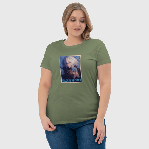 Женская футболка хлопок Chloe d Apchier, цвет авокадо - фото 6