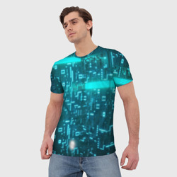Мужская футболка 3D Голубая схема - фото 2