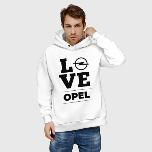 Мужское худи Oversize хлопок Opel Love Classic, цвет белый - фото 3