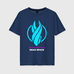 Женская футболка хлопок Oversize Символ Dead Space в неоновых цветах