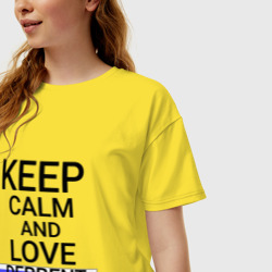 Женская футболка хлопок Oversize Keep calm Derbent Дербент - фото 2
