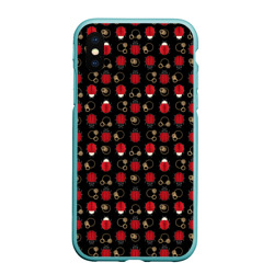 Чехол для iPhone XS Max матовый Красные Божьи коровки на черном фоне ladybug